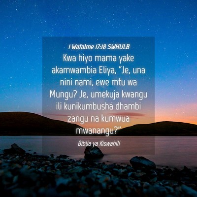 Picture 04 - 1 Wafalme 17:18 SWHULB - Kwa hiyo mama yake akamwambia Eliya, “Je, una - Bible Verse Picture