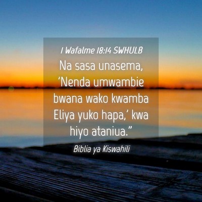 Picture 04 - 1 Wafalme 18:14 SWHULB - Na sasa unasema, 'Nenda umwambie bwana wako - Bible Verse Picture