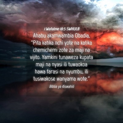 Picture 04 - 1 Wafalme 18:5 SWHULB - Ahabu akamwambia Obadia, “Pita katika nchi yote - Bible Verse Picture