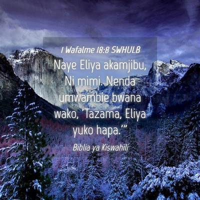 Picture 04 - 1 Wafalme 18:8 SWHULB - Naye Eliya akamjibu, Ni mimi. Nenda umwambie - Bible Verse Picture