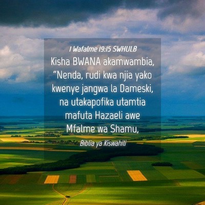 Picture 04 - 1 Wafalme 19:15 SWHULB - Kisha BWANA akamwambia, “Nenda, rudi kwa njia - Bible Verse Picture