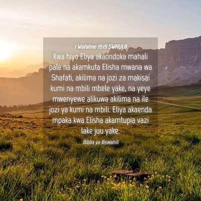 Picture 04 - 1 Wafalme 19:19 SWHULB - Kwa hiyo Eliya akaondoka mahali pale na akamkuta - Bible Verse Picture