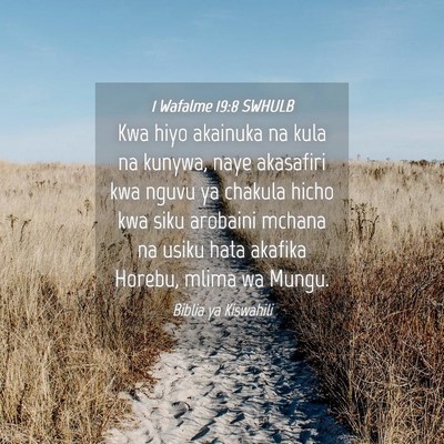 Picture 04 - 1 Wafalme 19:8 SWHULB - Kwa hiyo akainuka na kula na kunywa, naye - Bible Verse Picture