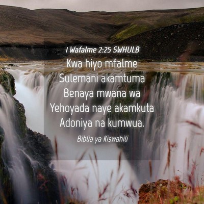 Picture 04 - 1 Wafalme 2:25 SWHULB - Kwa hiyo mfalme Sulemani akamtuma Benaya mwana wa - Bible Verse Picture