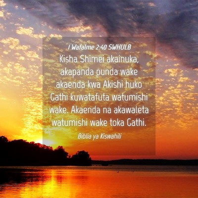 Picture 04 - 1 Wafalme 2:40 SWHULB - Kisha Shimei akainuka, akapanda punda wake - Bible Verse Picture