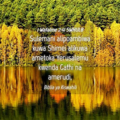 Picture 04 - 1 Wafalme 2:41 SWHULB - Sulemani alipoambiwa kuwa Shimei alikuwa ametoka - Bible Verse Picture