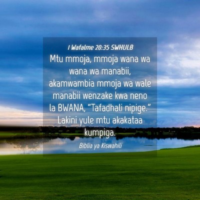 Picture 04 - 1 Wafalme 20:35 SWHULB - Mtu mmoja, mmoja wana wa wana wa manabii, - Bible Verse Picture