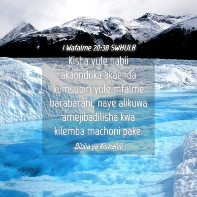 Picture 04 - 1 Wafalme 20:38 SWHULB - Kisha yule nabii akaondoka akaenda kumsubiri yule - Bible Verse Picture