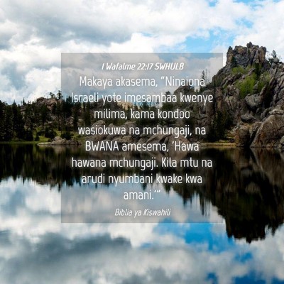 Picture 04 - 1 Wafalme 22:17 SWHULB - Makaya akasema, “Ninaiona Israeli yote - Bible Verse Picture