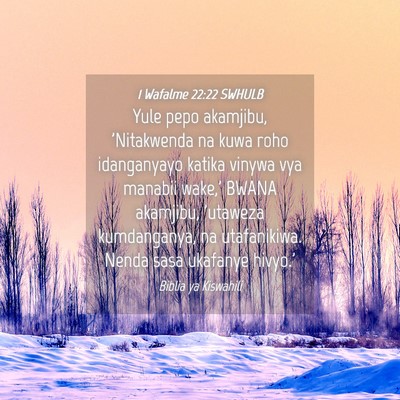 Picture 04 - 1 Wafalme 22:22 SWHULB - Yule pepo akamjibu, 'Nitakwenda na kuwa roho - Bible Verse Picture