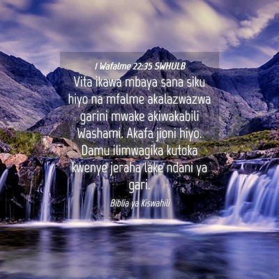 Picture 04 - 1 Wafalme 22:35 SWHULB - Vita ikawa mbaya sana siku hiyo na mfalme - Bible Verse Picture
