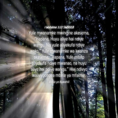 Picture 04 - 1 Wafalme 3:22 SWHULB - Yule mwanamke mwingine akasema, “Hapana, Huyu - Bible Verse Picture