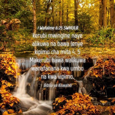 Picture 04 - 1 Wafalme 6:25 SWHULB - kerubi mwingine naye alikuwa na bawa lenye kipimo - Bible Verse Picture