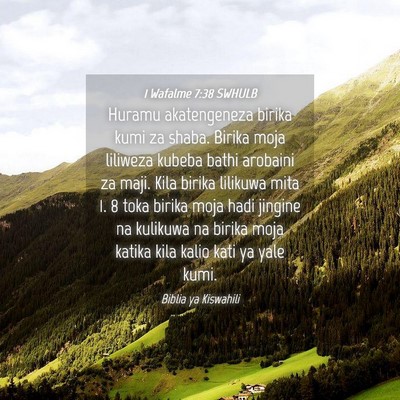 Picture 04 - 1 Wafalme 7:38 SWHULB - Huramu akatengeneza birika kumi za shaba. Birika - Bible Verse Picture