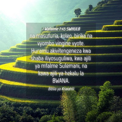 Picture 04 - 1 Wafalme 7:45 SWHULB - na masufuria, koleo, birika na vyombo vingine - Bible Verse Picture