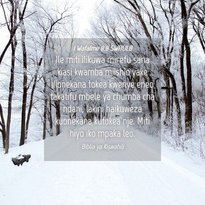 Picture 04 - 1 Wafalme 8:8 SWHULB - Ile miti ilikuwa mirefu sana kiasi kwamba miishio - Bible Verse Picture