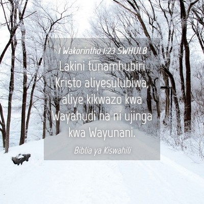 Picture 04 - 1 Wakorintho 1:23 SWHULB - Lakini tunamhubiri Kristo aliyesulubiwa, aliye - Bible Verse Picture