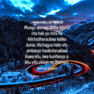 Picture 04 - 1 Wakorintho 1:28 SWHULB - Mungu alichagua kile kilicho cha hali ya chini na - Bible Verse Picture