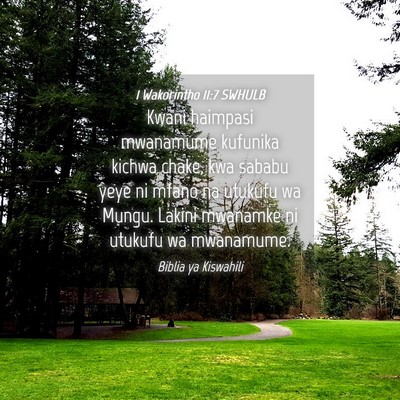 Picture 04 - 1 Wakorintho 11:7 SWHULB - Kwani haimpasi mwanamume kufunika kichwa chake, - Bible Verse Picture