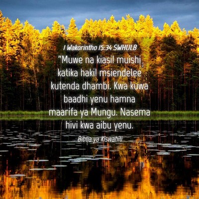 Picture 04 - 1 Wakorintho 15:34 SWHULB - “Muwe na kiasi! muishi katika haki! msiendelee - Bible Verse Picture