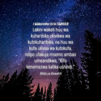 Picture 04 - 1 Wakorintho 15:54 SWHULB - Lakini wakati huu wa kuharibika ukivikwa wa - Bible Verse Picture