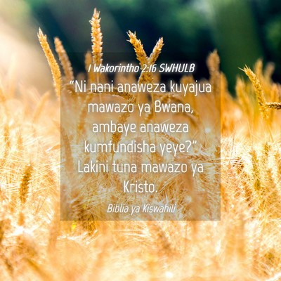Picture 04 - 1 Wakorintho 2:16 SWHULB - “Ni nani anaweza kuyajua mawazo ya Bwana, - Bible Verse Picture