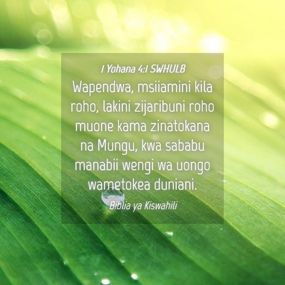 Picture 04 - 1 Yohana 4:1 SWHULB - Wapendwa, msiiamini kila roho, lakini zijaribuni - Bible Verse Picture