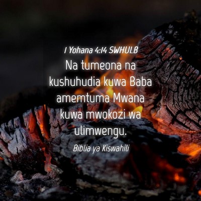 Picture 04 - 1 Yohana 4:14 SWHULB - Na tumeona na kushuhudia kuwa Baba amemtuma Mwana - Bible Verse Picture
