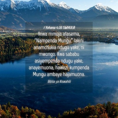 Picture 04 - 1 Yohana 4:20 SWHULB - Ikiwa mmoja atasema, “Nampenda Mungu” lakini - Bible Verse Picture