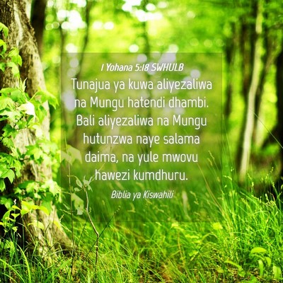 Picture 04 - 1 Yohana 5:18 SWHULB - Tunajua ya kuwa aliyezaliwa na Mungu hatendi - Bible Verse Picture