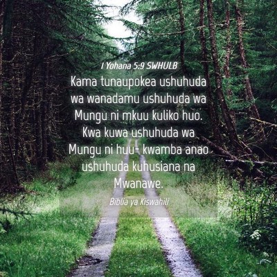 Picture 04 - 1 Yohana 5:9 SWHULB - Kama tunaupokea ushuhuda wa wanadamu ushuhuda wa - Bible Verse Picture