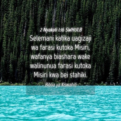 Picture 04 - 2 Nyakati 1:16 SWHULB - Selemani katika uagizaji wa farasi kutoka Misiri, - Bible Verse Picture