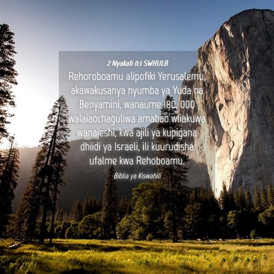 Picture 04 - 2 Nyakati 11:1 SWHULB - Rehoroboamu alipofiki Yerusalemu, akawakusanya - Bible Verse Picture