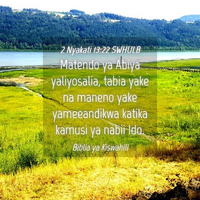 Picture 04 - 2 Nyakati 13:22 SWHULB - Matendo ya Abiya yaliyosalia, tabia yake na - Bible Verse Picture