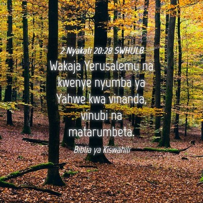Picture 04 - 2 Nyakati 20:28 SWHULB - Wakaja Yerusalemu na kwenye nyumba ya Yahwe kwa - Bible Verse Picture