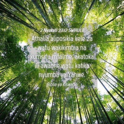Picture 04 - 2 Nyakati 23:12 SWHULB - Athalia aliposikia kele za watu wakikimbia na - Bible Verse Picture