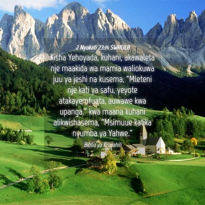 Picture 04 - 2 Nyakati 23:14 SWHULB - Kisha Yehoyada, kuhani, akawaleta nje maakida wa - Bible Verse Picture