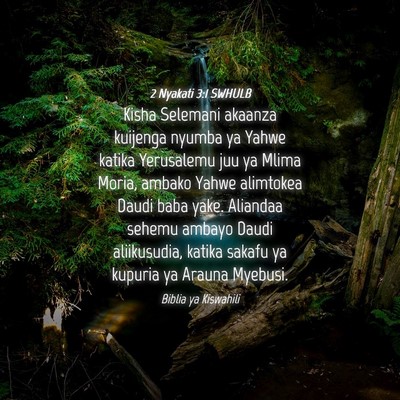 Picture 04 - 2 Nyakati 3:1 SWHULB - Kisha Selemani akaanza kuijenga nyumba ya Yahwe - Bible Verse Picture