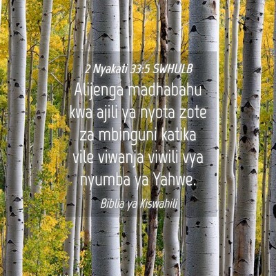 Picture 04 - 2 Nyakati 33:5 SWHULB - Alijenga madhabahu kwa ajili ya nyota zote za - Bible Verse Picture