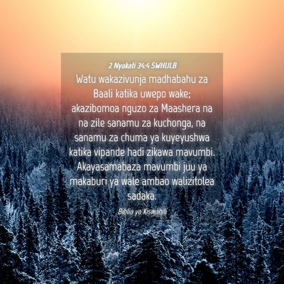 Picture 04 - 2 Nyakati 34:4 SWHULB - Watu wakazivunja madhabahu za Baali katika uwepo - Bible Verse Picture