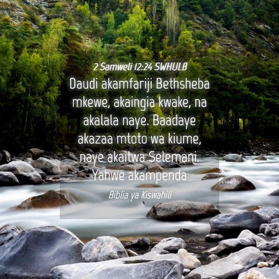 Picture 04 - 2 Samweli 12:24 SWHULB - Daudi akamfariji Bethsheba mkewe, akaingia kwake, - Bible Verse Picture