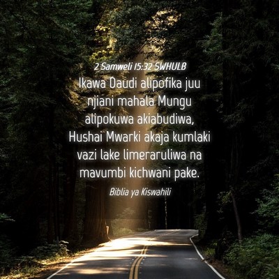 Picture 04 - 2 Samweli 15:32 SWHULB - Ikawa Daudi alipofika juu njiani mahala Mungu - Bible Verse Picture