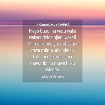 Picture 04 - 2 Samweli 16:13 SWHULB - Hivyo Daudi na watu wake wakaendelea njiani - Bible Verse Picture