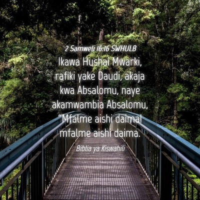 Picture 04 - 2 Samweli 16:16 SWHULB - Ikawa Hushai Mwarki, rafiki yake Daudi, akaja kwa - Bible Verse Picture