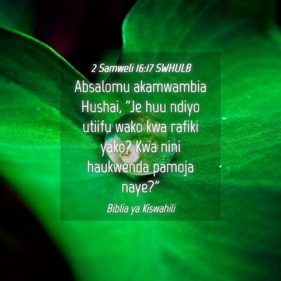 Picture 04 - 2 Samweli 16:17 SWHULB - Absalomu akamwambia Hushai, “Je huu ndiyo - Bible Verse Picture