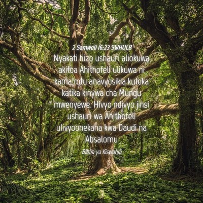 Picture 04 - 2 Samweli 16:23 SWHULB - Nyakati hizo ushauri aliokuwa akitoa Ahithofeli - Bible Verse Picture