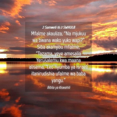 Picture 04 - 2 Samweli 16:3 SWHULB - Mfalme akauliza, “Na mjukuu wa bwana wako yuko - Bible Verse Picture