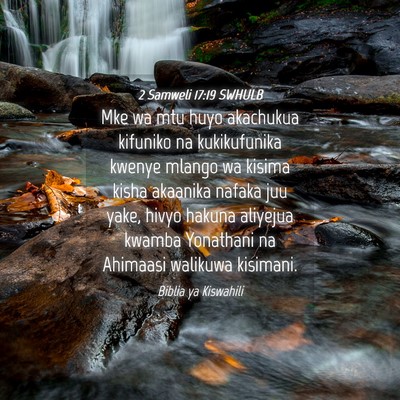 Picture 04 - 2 Samweli 17:19 SWHULB - Mke wa mtu huyo akachukua kifuniko na - Bible Verse Picture