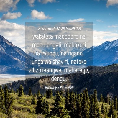 Picture 04 - 2 Samweli 17:28 SWHULB - wakaleta magodoro na mabulangeti, mabakuri na - Bible Verse Picture