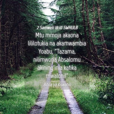 Picture 04 - 2 Samweli 18:10 SWHULB - Mtu mmoja akaona lililotukia na akamwambia Yoabu, - Bible Verse Picture
